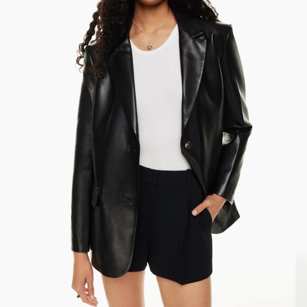 Aritzia Wilfred Memories Vegan Leather Blazer Small Black